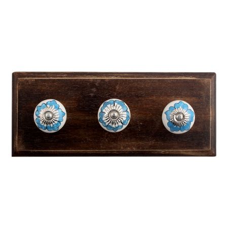 Divine Floral Ceramic Wooden Hooks